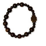 DARK BROWN JUJUBE WOOD ROSARY BRACELET