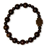 DARK BROWN JUJUBE WOOD ROSARY BRACELET